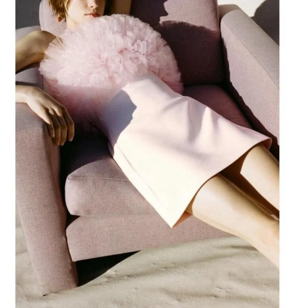 NWT ZARA SHORT TULLE VOLUMINOUS Mini DRESS Pastel Pink Size Small 4772/334 - Picture 2 of 10